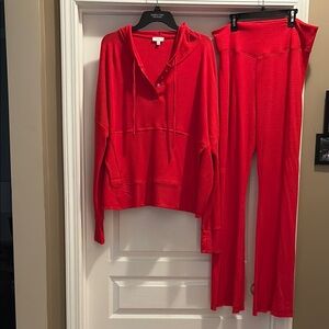 Red Hoodie and Pants Set top is XXL pants are XL